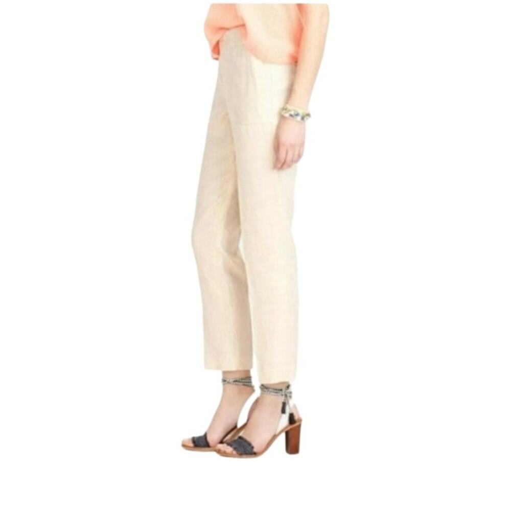 J. Crew Gold Metallic Foil Linen Pants Trousers Garden Ankle Length Size 4 EUC